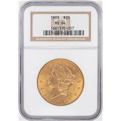 1903 $20 Liberty Head Double Eagle Gold Coin NGC MS64