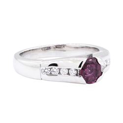 14KT White Gold 0.52 ctw Ruby and Diamond Ring
