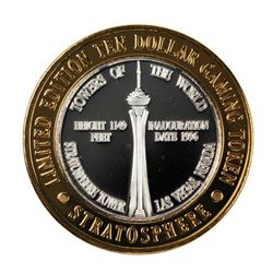 .999 Silver Stratosphere Las Vegas, Nevada $10 Casino Limited Edition Gaming Token