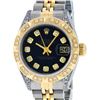 Image 1 : Rolex Ladies Two Tone 14K Black Diamond & Pyramid Diamond Datejust Wriswatch