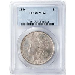 1886 $1 Morgan Silver Dollar PCGS MS64 Nice Toning