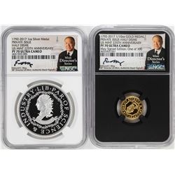 1792-2017 Half Disme 1/10 oz. Gold & 1oz. Silver Medals NGC PF70 W/ Moy Signature Set