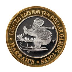 .999 Fine Silver Harrahs Casino Lake Tahoe, Nevada $10 Limited Edition Gaming Token