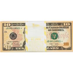 Pack of (100) Consecutive 2009 $10 Federal Reserve Star Notes