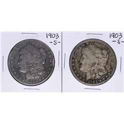 Lot of (2) 1903-S $1 Morgan Silver Dollar Coins