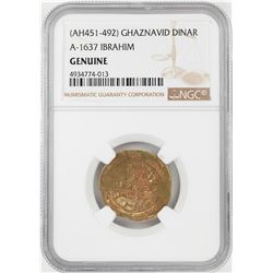 AH451-492 Ghaznavid Dinar A-1637 Ibrahim Gold Coin NGC Genuine
