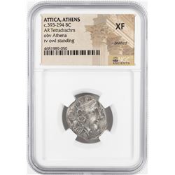 393-294 BC Attica Athens AR Tetradrachm Athena Owl Coin NGC XF