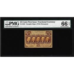 1862 First Issue 25 Cent Fractional Currency Note Fr.1281 PMG Choice Uncirculated 64EPQ