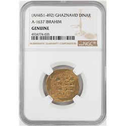AH451-492 Ghaznavid Dinar A-1637 Ibrahim Gold Coin NGC Genuine