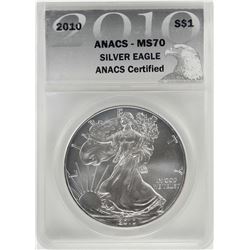 2010 $1 American Silver Eagle Coin ANACS MS70
