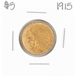 1915 $5 Indian Head Half Eagle Gold Coin