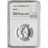 Image 1 : 1952 Proof Superbird Washington Quarter Coin NGC PF67