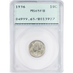 1936 Mercury Dime Coin PCGS MS65FB Old Green Rattler