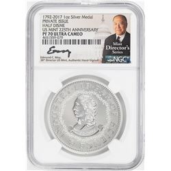 1792-2017 Half Disme 1 oz. Silver Medal NGC PF70 W/Edmund C. Moy Signature