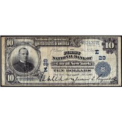 1902 PB $10 First National Bank City of New York, NY CH# 29 National Currency Note