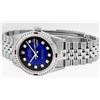 Image 4 : Rolex Mens SS Blue Vignette Diamond & Ruby Channel Set Diamond Datejust Wristwatch