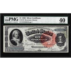 1886 $1 Martha Washington Silver Certificate Note Fr.218 PMG Extremely Fine 40