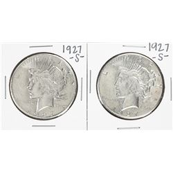 Lot of (2) 1927-S $1 Peace Silver Dollar Coins