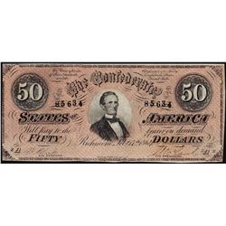 1864 $50 Confederate States of America Note