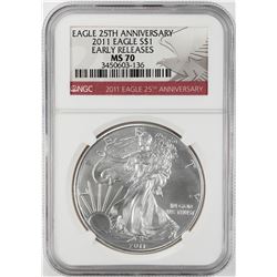 2011 $1 American Silver Eagle Coin NGC MS70 Early Releases