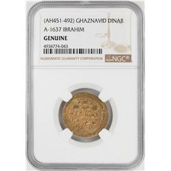 AH451-492 Ghaznavid Dinar A-1637 Ibrahim Gold Coin NGC Genuine