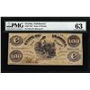 Image 1 : 1861 $100 State of Florida Tallahassee Cr.2 Obsolete Note PMG Choice Uncirculated 63