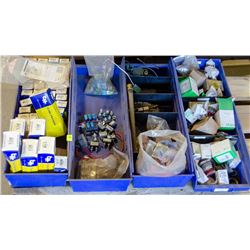 4 TRAYS OF ELECTRICAL COMPONENTS INCL: BUTTONS,