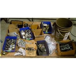 TRAY OF ASSORTED PIPE FITTINGS, NIPPLES, CLAMPS &