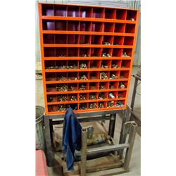 METAL PARTS ORGANIZER ON STAND W/ CONTENTS INCL:
