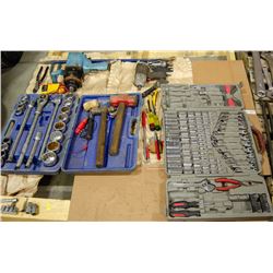 PALLET OF ASSORTED TOOLS INCL: SOCKET SETS,