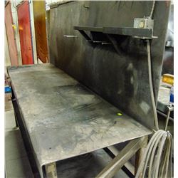 STEEL WORK BENCH W/ UNDER SHELF & OVERHEAD LIGHT