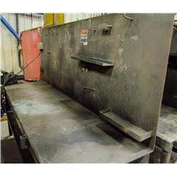 STEEL WORK BENCH W/ VICE, UNDER SHELF & OVERHEAD