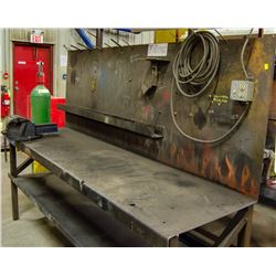 STEEL WORK BENCH W/ VICE, UNDER SHELF & OVERHEAD