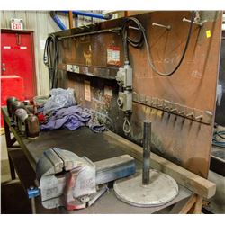 STEEL WORK BENCH W/ VICE, UNDER SHELF, OVERHEAD