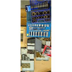 LOT OF 2 COMPLETE SOCKET SETS, ASSORTED ALLEN KEYS
