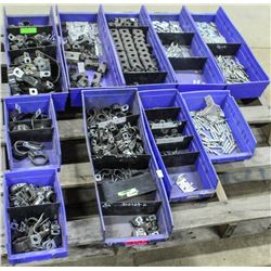 PALLET OF ASSORTED TUBE CLAMPS, CONCRETE ANCHORS &