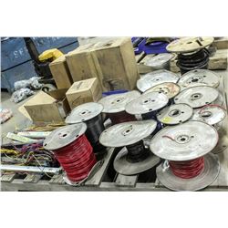 PALLET OF 15 ASSORTED SPOOLS OF WIRE & LIGHTING