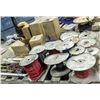 Image 1 : PALLET OF 15 ASSORTED SPOOLS OF WIRE & LIGHTING