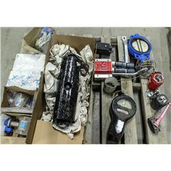PALLET W/ ASSORTED HEAVY DUTY CAST IRON VALVES,