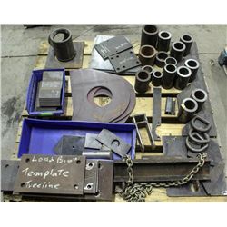 PALLET OF SERVICE RIG WELDING TEMPLATES, D-RINGS,