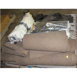 PALLET OF ROLLED CORK, INSULATION & RUBBER MATTING