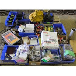 PALLET OF ASSORTED ABRASIVES, SAFETY GLASSES, FACE