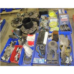 PALLET OF ASSORTED HOSE FLANGES, WHEEL SEALS,