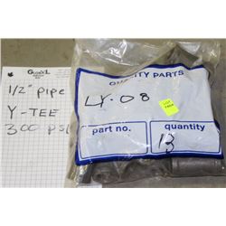 BAG OF 300PSI 1/2" Y-TEE PIPE COUPLERS