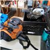Image 1 : BLACK CRATE OF POWER TOOLS AND CHINOOK HIKING PACK