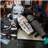 Image 1 : 2 EXERCISE MACHINES, ICE SKATES, HELMETS, AND PADS