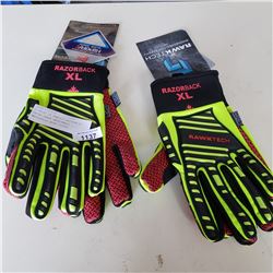 2 PAIRS OF RAWTECH RAZORBACK EXTRA LARGE BREATHABLE WATERPROOF WORK GLOVES