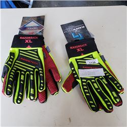 2 PAIRS OF RAWTECH RAZORBACK EXTRA LARGE BREATHABLE WATERPROOF WORK GLOVES