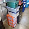 Image 1 : 3 STORAGE TOTES AND 3 DRAWER ORGANIZER