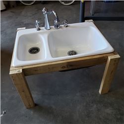 KOHLER PORCELAIN AND IRON DOUBLE SINK